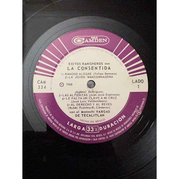 Exitos Rancheros Con La Consentida LP RCA Camden 334 VG - Picture 5 of 7